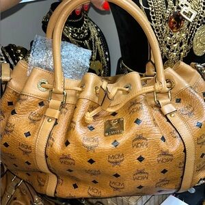 MCM Cognac Leather Shoulder Bag